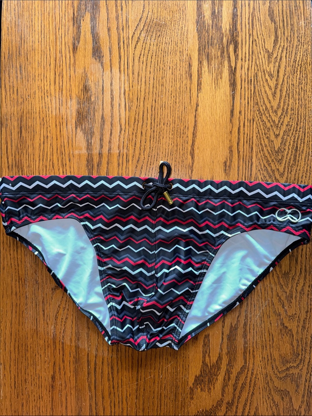 Men's 2EROS Chevron Stripe Swim Briefs in Black/Red (XXL)